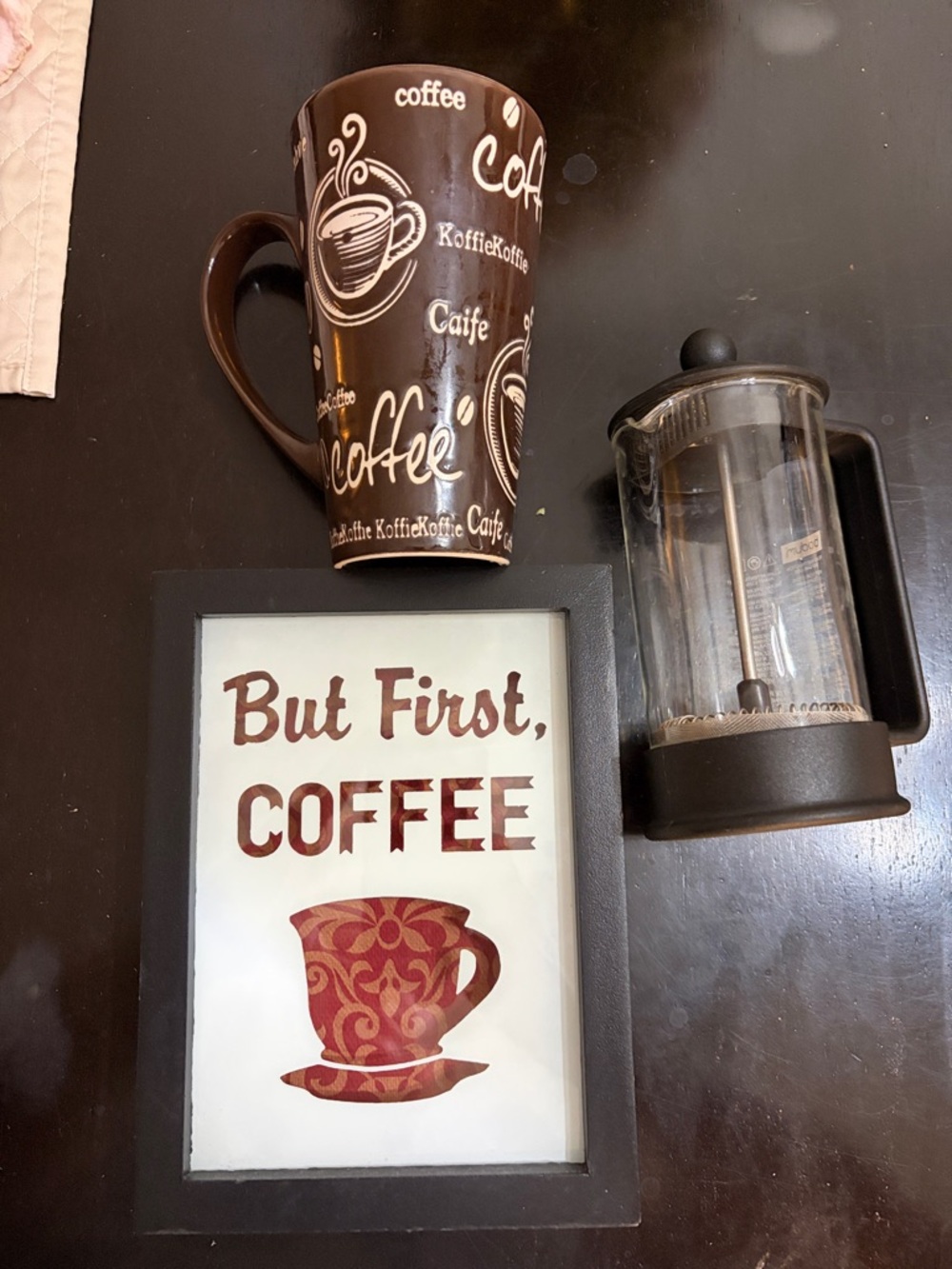 French Press and Ceramic Coffee Mug Set